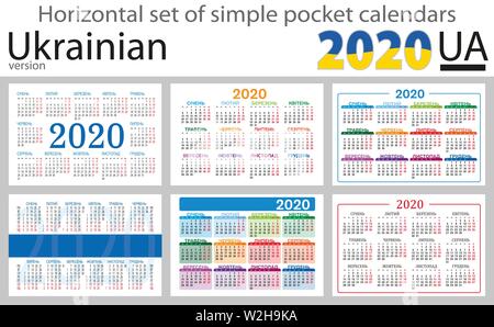 Le Français ensemble vertical de calendriers de poche pour 2020 (Deux mille dix-neuf). Semaine commence lundi. Nouvelle année. Color design simple. Vector Illustration de Vecteur