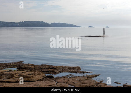 Torbay Devon, Beach, North Devon, Sud, littoral, sentier, Dune de sable, UK, Baie de l'eau, bleu, caractéristique côtière, en Angleterre, Hill, Banque D'Images