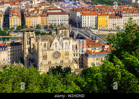 Portrait de Lyon par le Rhône et Saône passe par sa vieille ville.,France. Banque D'Images