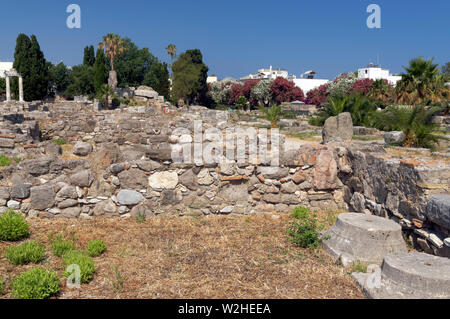 Vestiges de l'ancienne agora excavées, Kos Town, Kos Island, îles du Dodécanèse, Grèce. Banque D'Images