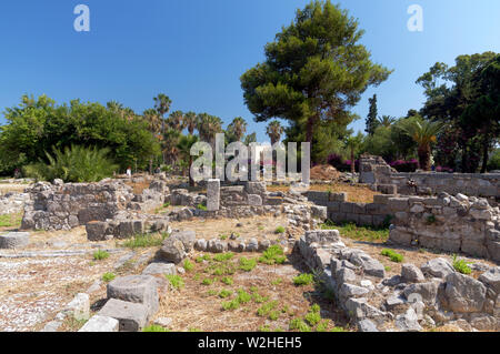 Vestiges de l'ancienne agora excavées, Kos Town, Kos Island, îles du Dodécanèse, Grèce. Banque D'Images