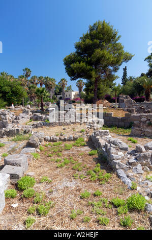 Vestiges de l'ancienne agora excavées, Kos Town, Kos Island, îles du Dodécanèse, Grèce. Banque D'Images