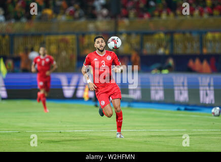 En France, le 8 juillet 2019 : Dylan Daniel Mahmoud Bronn de Tunisie au cours de la coupe d'Afrique des Nations 2019 match entre le Ghana et la Tunisie à l'Ismaïlia Stadium à Ismaïlia, en Égypte. Ulrik Pedersen/CSM. Banque D'Images