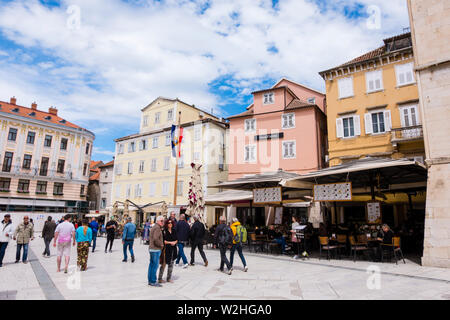 Narodni trg, vieille ville, Split, Dalmatie, Croatie Banque D'Images