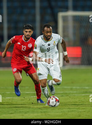 En France, le 8 juillet 2019 : Pierre Jordan Ayew du Ghana lors de la coupe d'Afrique des Nations 2019 match entre le Ghana et la Tunisie à l'Ismaïlia Stadium à Ismaïlia, en Égypte. Ulrik Pedersen/CSM. Banque D'Images