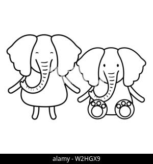 Quelques éléphants mignon vecteur illustration design personnages enfantins Illustration de Vecteur