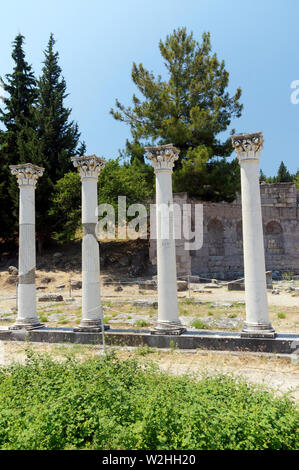 Le Temple d'Apollon, Corinthe, Asklepion Kos Island, îles du Dodécanèse, Grèce. Banque D'Images