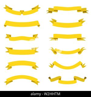 Ensemble de bannières rubans jaunes. Modèle plat. Les bandes jaunes. Vector illustration. - Vector Illustration de Vecteur