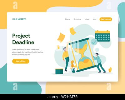 Modèle de page d'atterrissage de la date limite du projet Concept Illustration. Une télévision moderne design de conception de page web pour le site Web et site web mobile.Vector il Illustration de Vecteur