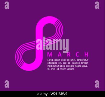 Numéro 8 8. L'affiche de la journée internationale de la femme. Heureuse Fête des Mères. Eps10 vector illustration avec place pour votre texte. Illustration de Vecteur