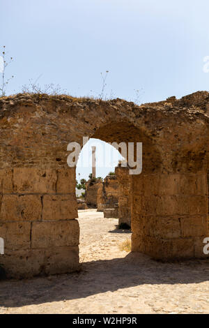 Ruines des bains romains de Carthage, Tunisie, 21 Jun 2019. Banque D'Images