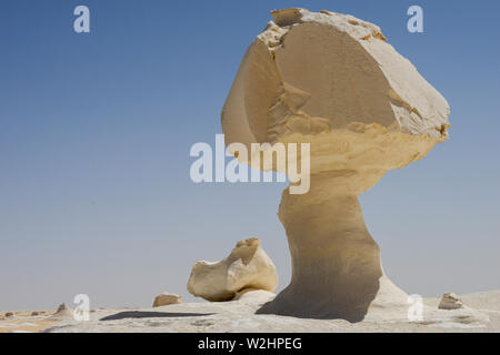 L'EGYPTE, Farafra, Nationalpark Désert Blanc , bizarre et unique de champignons blancs comme les roches de craie façonné par le vent et l'érosion du sable au cours du siècle dans la région de dunes de sable Banque D'Images