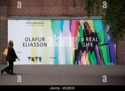 Tate Modern, Londres, Royaume-Uni. 9 juillet 2019. Olafur Eliasson : Dans la vraie vie est un rendez-vous incontournable depuis plus de 30 ans Sondage d'Eliasson la carrière. Avec plus de 40 œuvres - dont la plupart sont présentés au Royaume-Uni pour la première fois, cette exposition examine l'engagement de l'artiste avec quelques-uns des problèmes les plus urgents d'aujourd'hui, du changement climatique à la migration. Credit : Malcolm Park/Alamy Live News. Banque D'Images