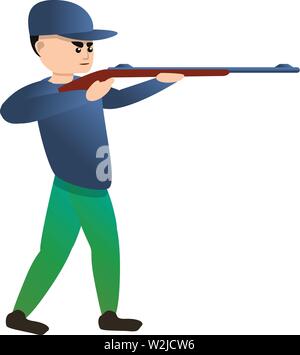 Carabine de tir homme icône. Caricature de l'homme à la carabine de tir icône vecteur pour la conception web isolé sur fond blanc Illustration de Vecteur