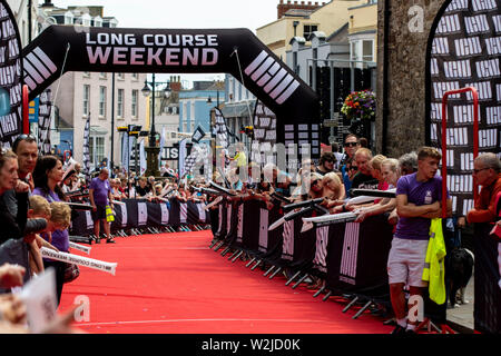 Tenby, Pays de Galles. 8 juillet 2019. Pays de Galles marathon sur le troisième jour de cours long week-end de Triathlon de Tenby. Banque D'Images