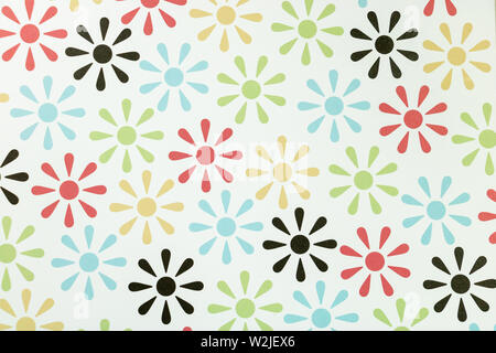 Arrière-plan coloré fleurs stylisées représentant des années 70 Banque D'Images