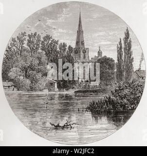 L'église St Paul de la rivière Great Ouse, Bedford, Bedfordshire, Angleterre, vu ici au 19e siècle. Photos de l'anglais, publié en 1890. Banque D'Images