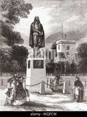 Le Bunyan Monument, Bedford, Bedfordshire, Angleterre, vu ici au 19e siècle. John Bunyan, 1628 - 1688. Écrivain et prédicateur puritain. Photos de l'anglais, publié en 1890. Banque D'Images