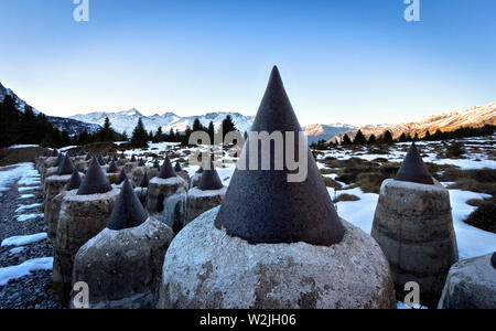 Les dents de dragon à Pian dei morti, Venosta, la province de Bolzano, Trentin-Haut-Adige, Italie l'Europe. Banque D'Images