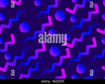 Modèle transparent avec des zigzags, purple gradient. Formes géométriques holographique, le style rétro des années 80. Vector illustration Illustration de Vecteur