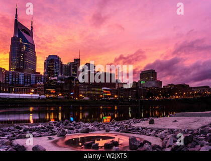 Coucher de soleil sur le Nashville Skyline Banque D'Images