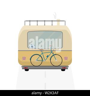 Camping bus. L'arrière du bus camping Illustration de Vecteur