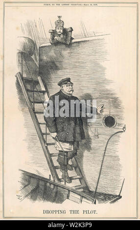 OTTO von Bismarck (1815-1898) Homme d'État allemand. Le pilote' 'Dropping caricature de John Tenniel dans magazine Punch 29 Mars 1890 Banque D'Images