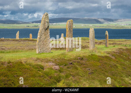 L'anneau de Shetlands est un cercle de pierres néolithiques henge et à environ 6 milles au nord-est de Stromness sur le continent, la plus grande île à Orkney, Scotlan Banque D'Images