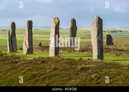 L'anneau de Shetlands est un cercle de pierres néolithiques henge et à environ 6 milles au nord-est de Stromness sur le continent, la plus grande île à Orkney, Scotlan Banque D'Images