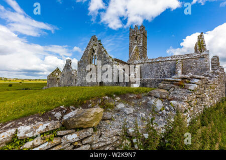 Ruines de Ross Errilly Friary en Headford Co. fondé 1351 annonce l'un des plus beaux monastères franciscain médiéval en Irlande Banque D'Images