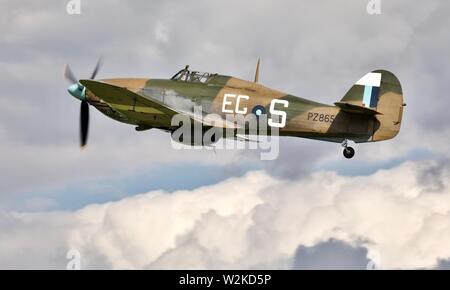 Battle of Britain Memorial Flight Hurricane Mk IIC PZ865 - 'Le dernier des nombreux' à l'aéroporté militaire Shuttleworth Bourget sur le 7 juillet 2019 Banque D'Images