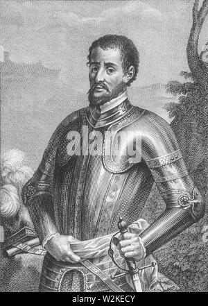 Hernando de Soto portrait de conquistador espagnol, d'abord traversé le fleuve Mississippi Banque D'Images