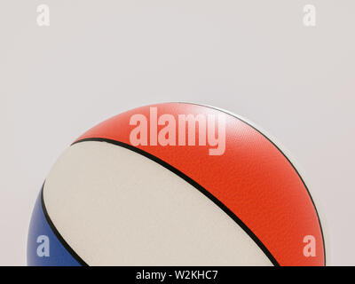 Vue avant du rouge blanc et bleu USA basketball unique couleur assis sur fond blanc. La lumière qui se reflète directement sur le basket-ball. L'Éclairage dramatique Banque D'Images