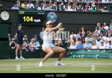 8 juillet 2019 - Londres, Royaume-Uni - Johanna Konta (GBR) lors de son match contre Petra Kvitova (CZE) en simple dames leur quatrième match. (Crédit Image : © Andrew Patron/Zuma sur le fil) Banque D'Images