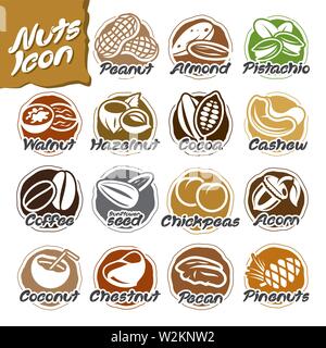 Les écrous de vecteur de multiples Icons Set Illustration de Vecteur