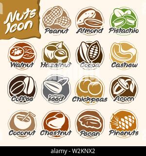 Les écrous de vecteur de multiples Icons Set Illustration de Vecteur