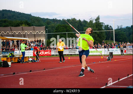 9 juillet 2019 ; Stadion Allmend, Lucerne, Suisse ; EA Sports Spitzen Leichtathletik Premium réunion ; Vitezslav Vesely de la République tchèque en action au cours de la mens du javelot Banque D'Images