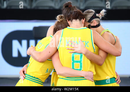 Amsterdam, Pays-Bas, le 19 juin 2019 : Australian National basketball 3x3 au cours de l'équipe de 3x3 de la FIBA 2019 Coupe du monde à Amsterdam Banque D'Images