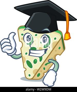 L'obtention du diplôme au fromage bleu, servi dans la plaque de dessin animé Illustration de Vecteur