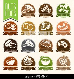 Les écrous de vecteur de multiples Icons Set Illustration de Vecteur