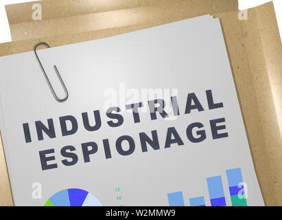 3D illustration d'espionnage industriel titre sur business document Banque D'Images