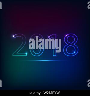 Inscription 2018 néons sur gradient background Illustration de Vecteur