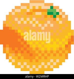 Orange Pixel Art Jeu vidéo 8 bits Icône Fruits Illustration de Vecteur