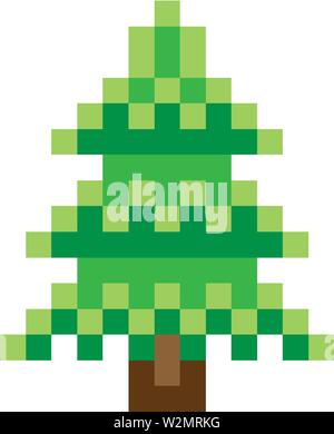 8 Bit Pixel arbre Jeu Vidéo Icône Art Illustration de Vecteur