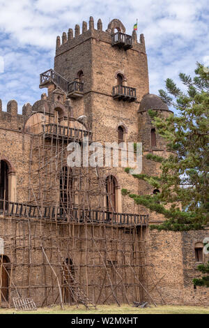 Fasil Ghebbi, ville-forteresse royale au sein de Gondar, en Éthiopie. Fondée au 17e siècle par l'Empereur Fasilides. Palais impérial château complexe est également appelé Banque D'Images