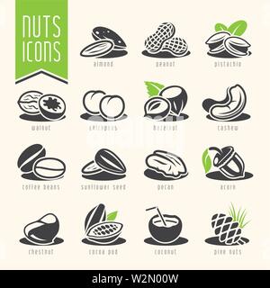 Les écrous de vecteur de multiples Icons Set Illustration de Vecteur