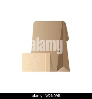 Savon bio artisanal naturel bar avec soin dans un sac de déchets zéro concept télévision fond blanc vector illustration Illustration de Vecteur