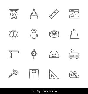 Les règles, les échelles de mesure des contours icons set - symbole noir sur fond blanc. Les règles, les échelles de mesure de la simple illustration symbole - bordée de simplicité Illustration de Vecteur