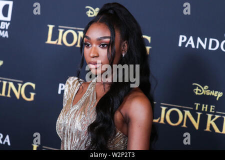 HOLLYWOOD, LOS ANGELES, CALIFORNIE, USA - 09 juillet : Kordei Normani Singer Hamilton arrive à la première mondiale du Disney's 'Le Roi Lion' qui s'est tenue à l'Kodak Theater le 9 juillet 2019 à Hollywood, Los Angeles, Californie, États-Unis. (Photo par Xavier Collin/Image Press Office) Banque D'Images