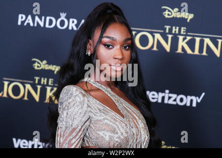 HOLLYWOOD, LOS ANGELES, CALIFORNIE, USA - 09 juillet : Kordei Normani Singer Hamilton arrive à la première mondiale du Disney's 'Le Roi Lion' qui s'est tenue à l'Kodak Theater le 9 juillet 2019 à Hollywood, Los Angeles, Californie, États-Unis. (Photo par Xavier Collin/Image Press Office) Banque D'Images